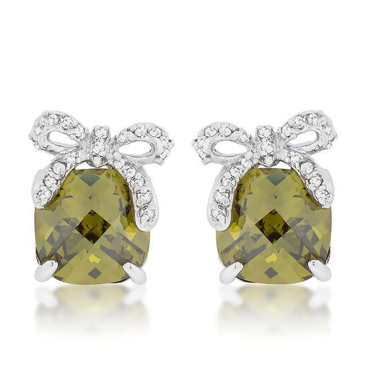 Olivine Drop Earrings with Bow