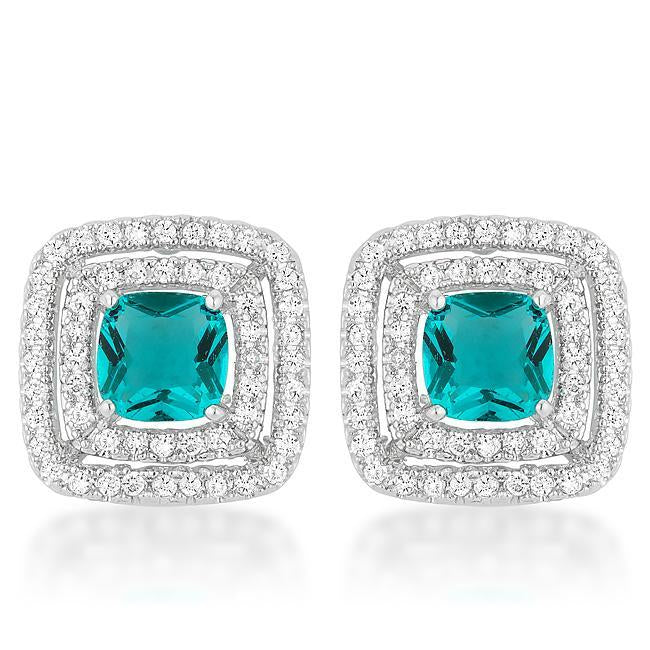 Aqua Halo Stud Earrings