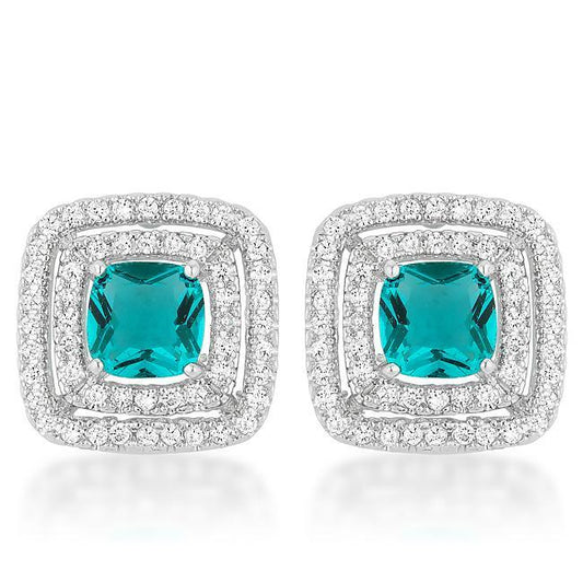 Aqua Halo Stud Earrings