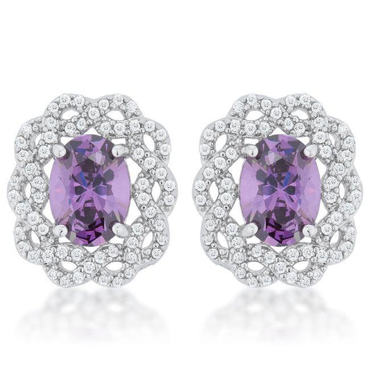 Amethyst Oval Stud Earrings