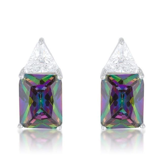 Classic Mystic Cubic Zirconia Rhodium Stud Earrings