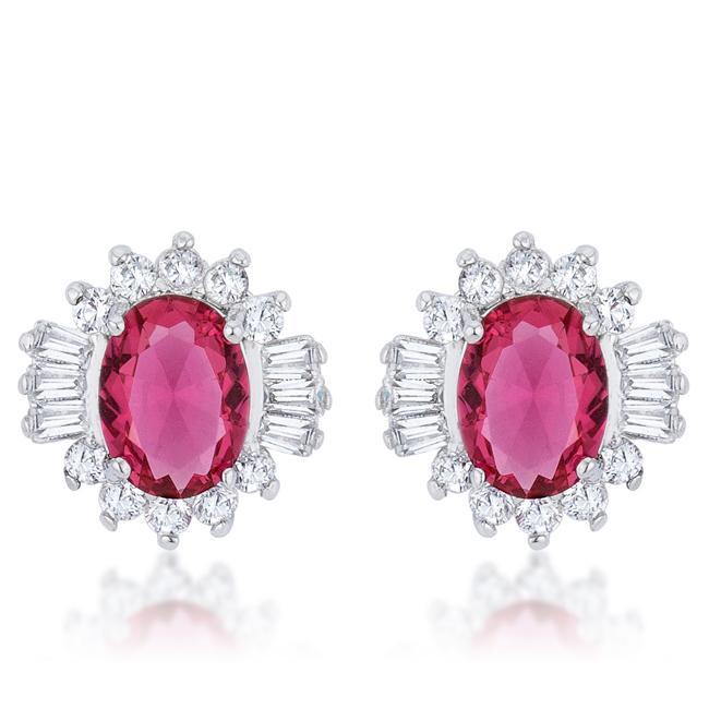 Chrisalee 3.3ct Ruby CZ Rhodium Classic Stud Earrings