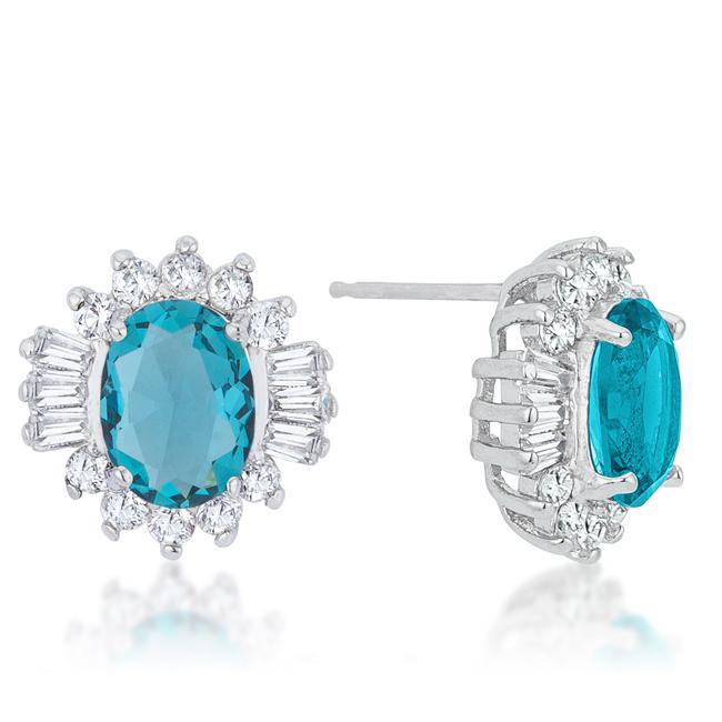 Chrisalee 3.3ct Aqua CZ Rhodium Classic Stud Earrings