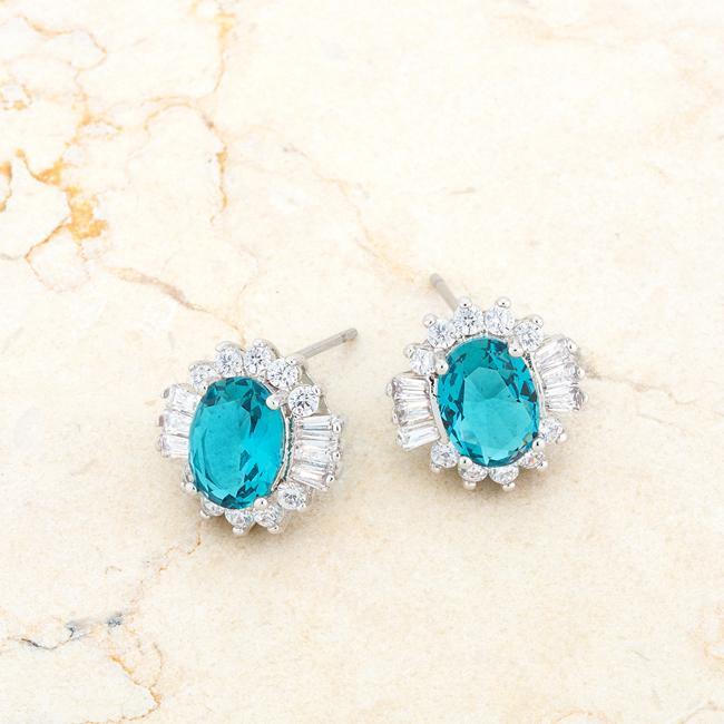 Chrisalee 3.3ct Aqua CZ Rhodium Classic Stud Earrings