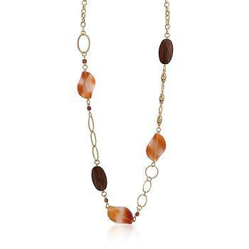 Gold Chain Necklace With Warm Colored Stones