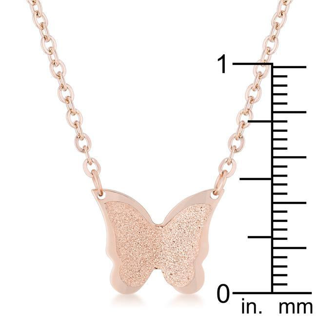 Breanne Rose Gold Stainless Steel Rose Gold Butterfly Necklace