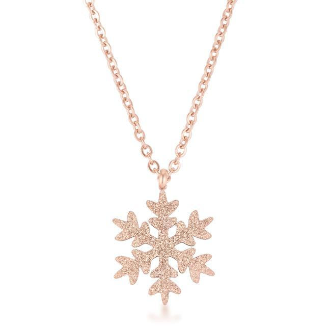 Jenna Rose Gold Stainless Steel Rose Gold Snowflake Necklace