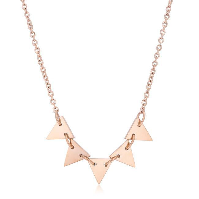 Trisa Rose Gold Stainless Steel Delicate Triangle Set Necklace