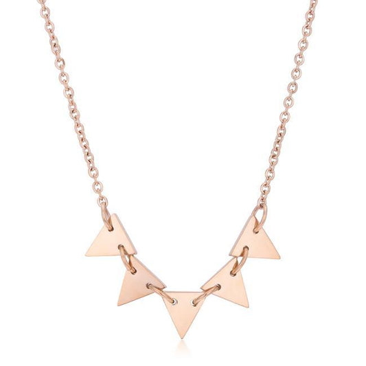 Trisa Rose Gold Stainless Steel Delicate Triangle Set Necklace