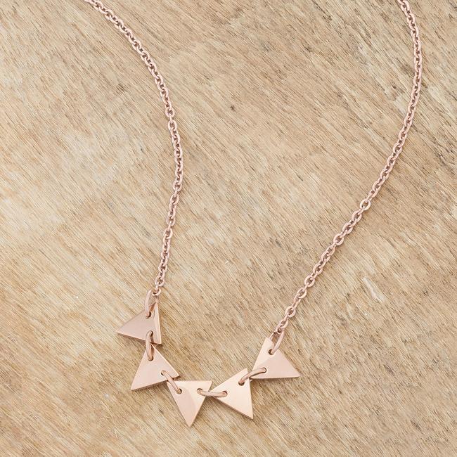 Trisa Rose Gold Stainless Steel Delicate Triangle Set Necklace