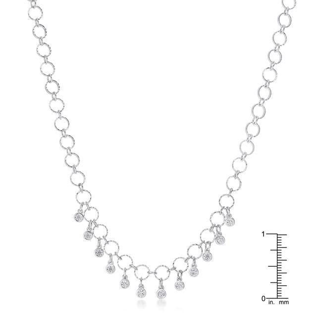 1.32 Ct Stunning Rhodium Necklace with CZ Charms