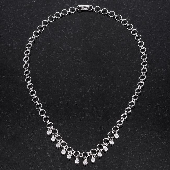 1.32 Ct Stunning Rhodium Necklace with CZ Charms