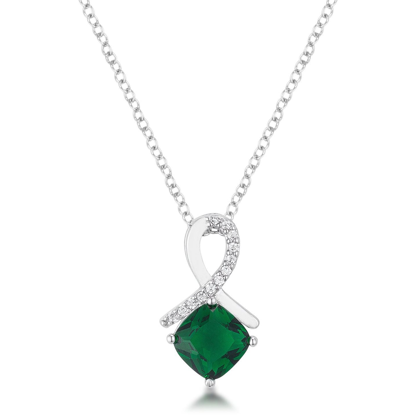 8mm Cushion Cut Cubic Zirconia Emerald Fashion Pendant