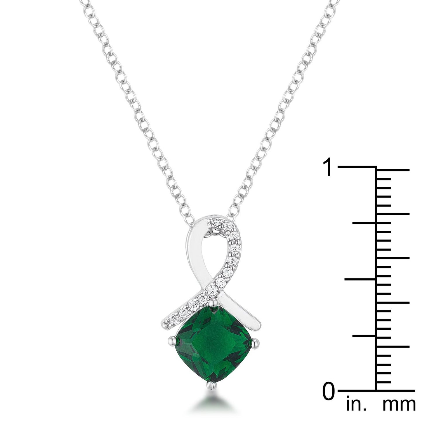 8mm Cushion Cut Cubic Zirconia Emerald Fashion Pendant