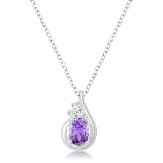 8mm Oval Cut Cubic Zirconia Lavender Fashion Pendant