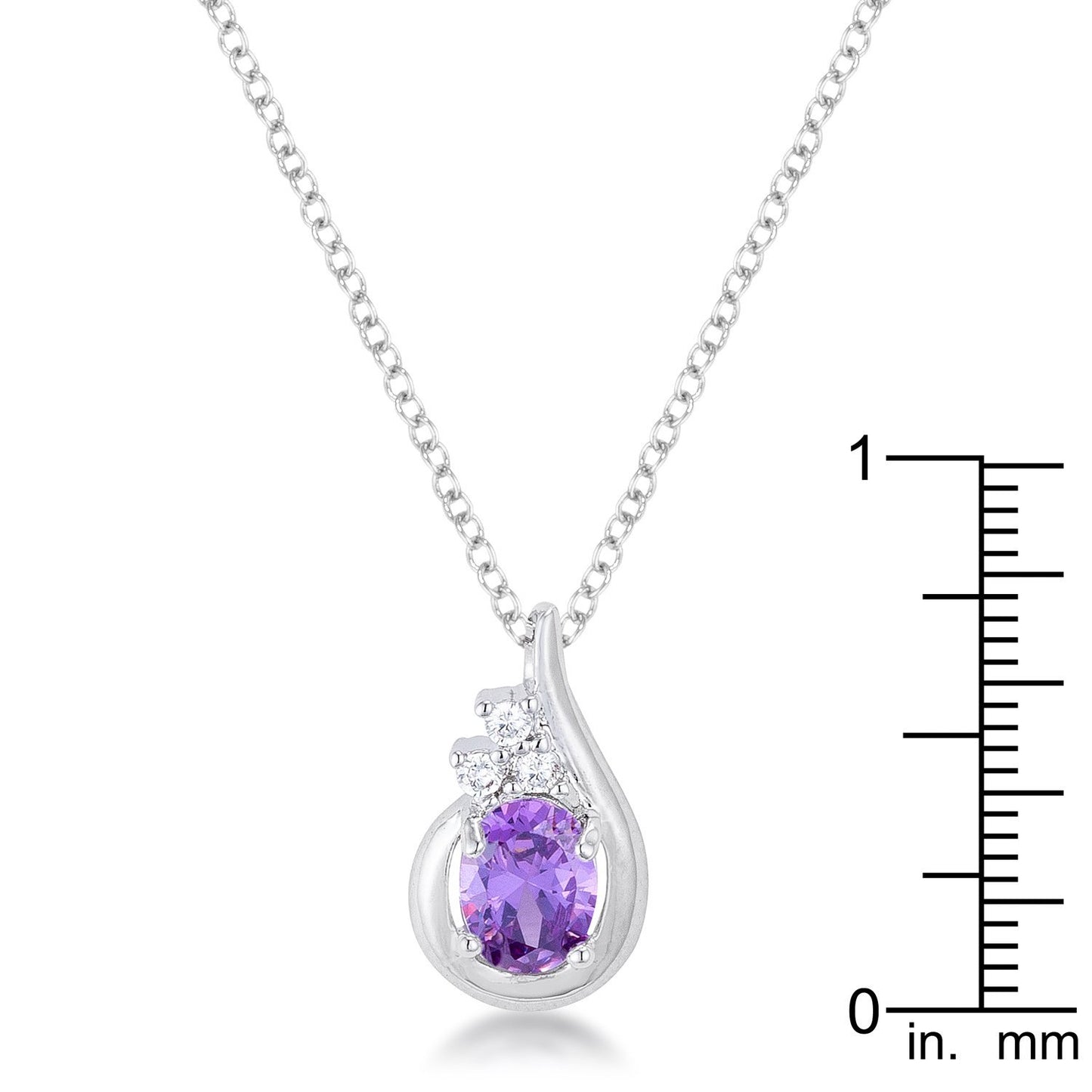 8mm Oval Cut Cubic Zirconia Lavender Fashion Pendant