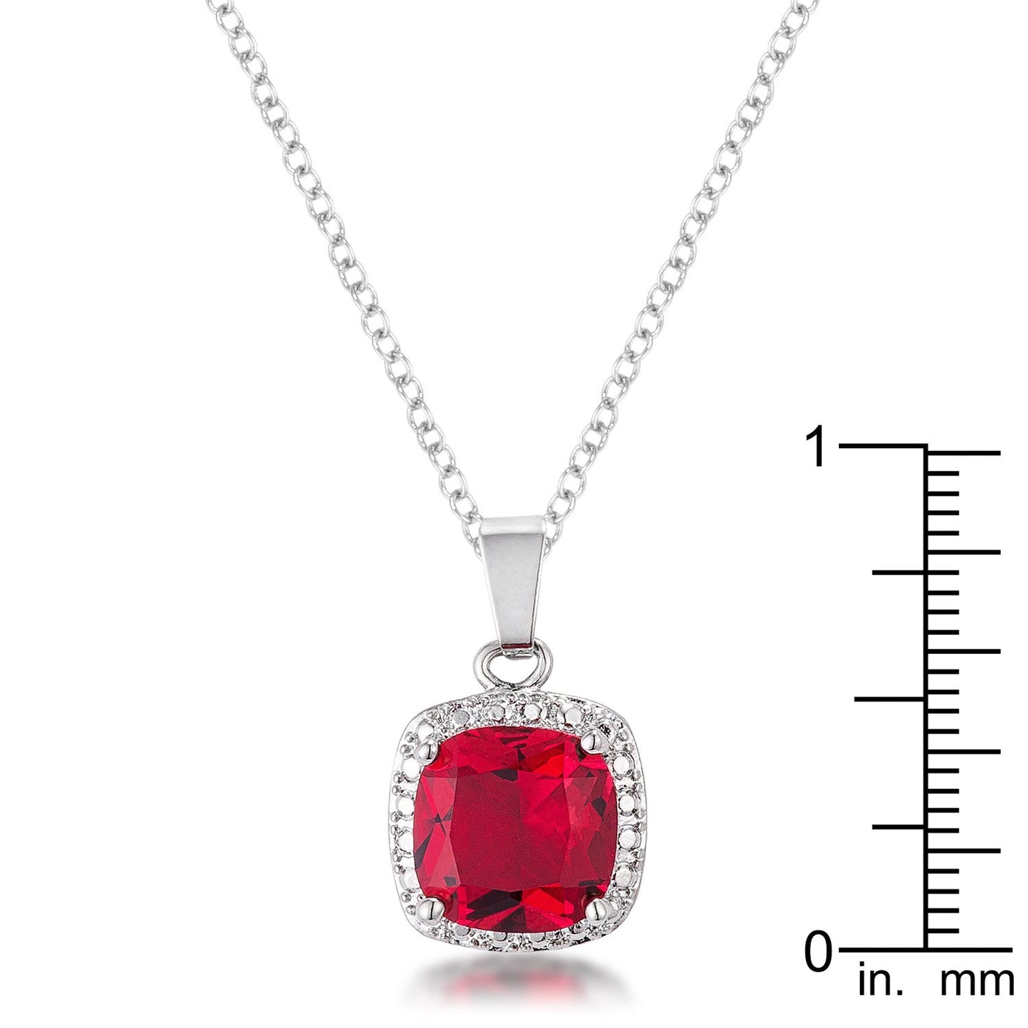 10mm Cushion Cut Garnet CZ Fashion Pendant