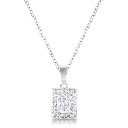 7mm Emerald Cut Cubic Zirconia Fashion Pendant