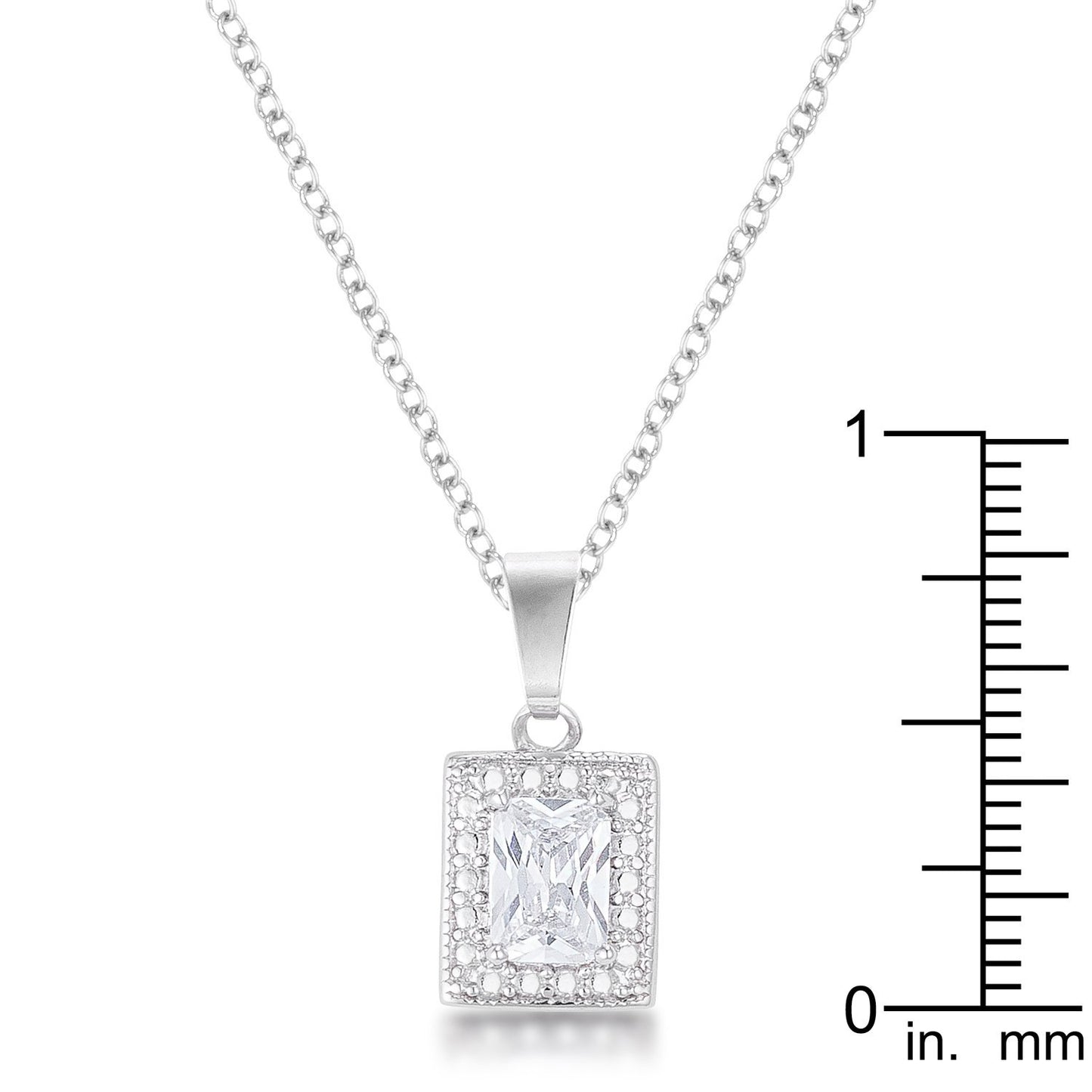 7mm Emerald Cut Cubic Zirconia Fashion Pendant