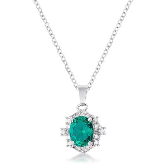 10mm Oval Cut Emerald CZ Fashion Pendant