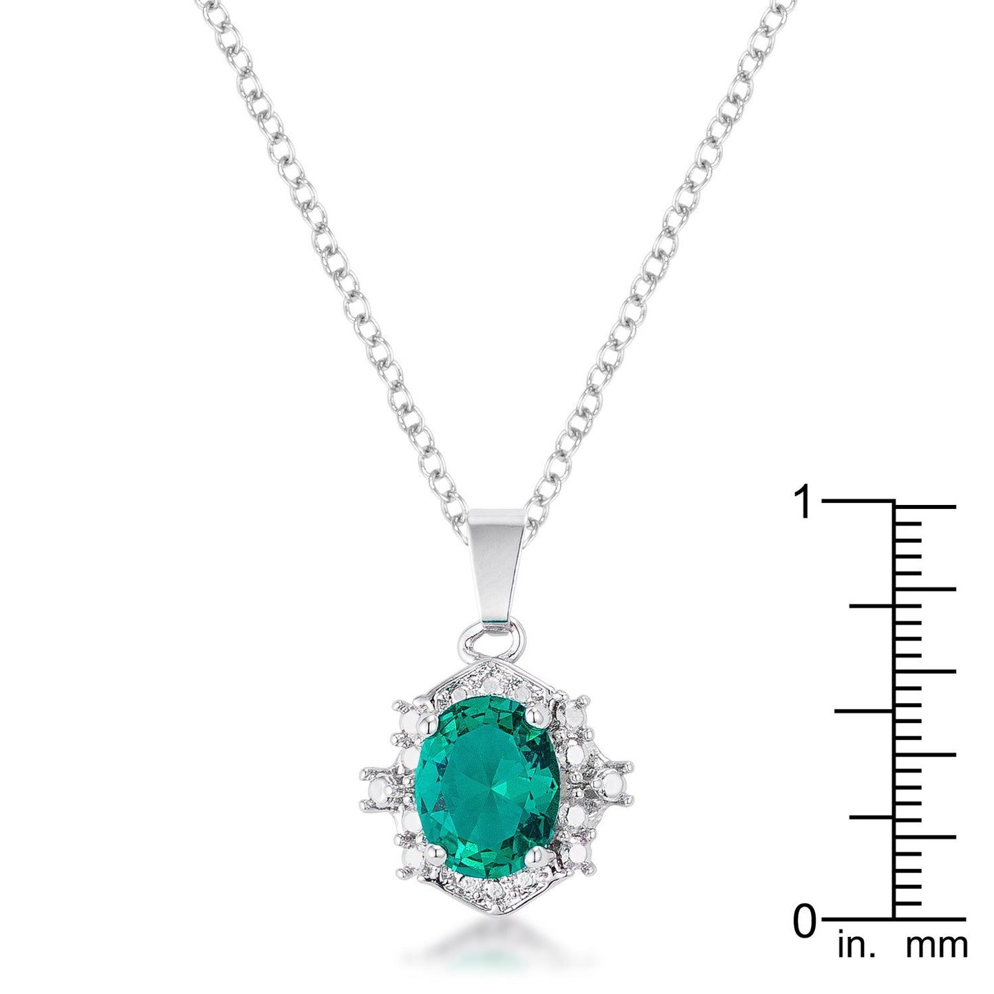 10mm Oval Cut Emerald CZ Fashion Pendant