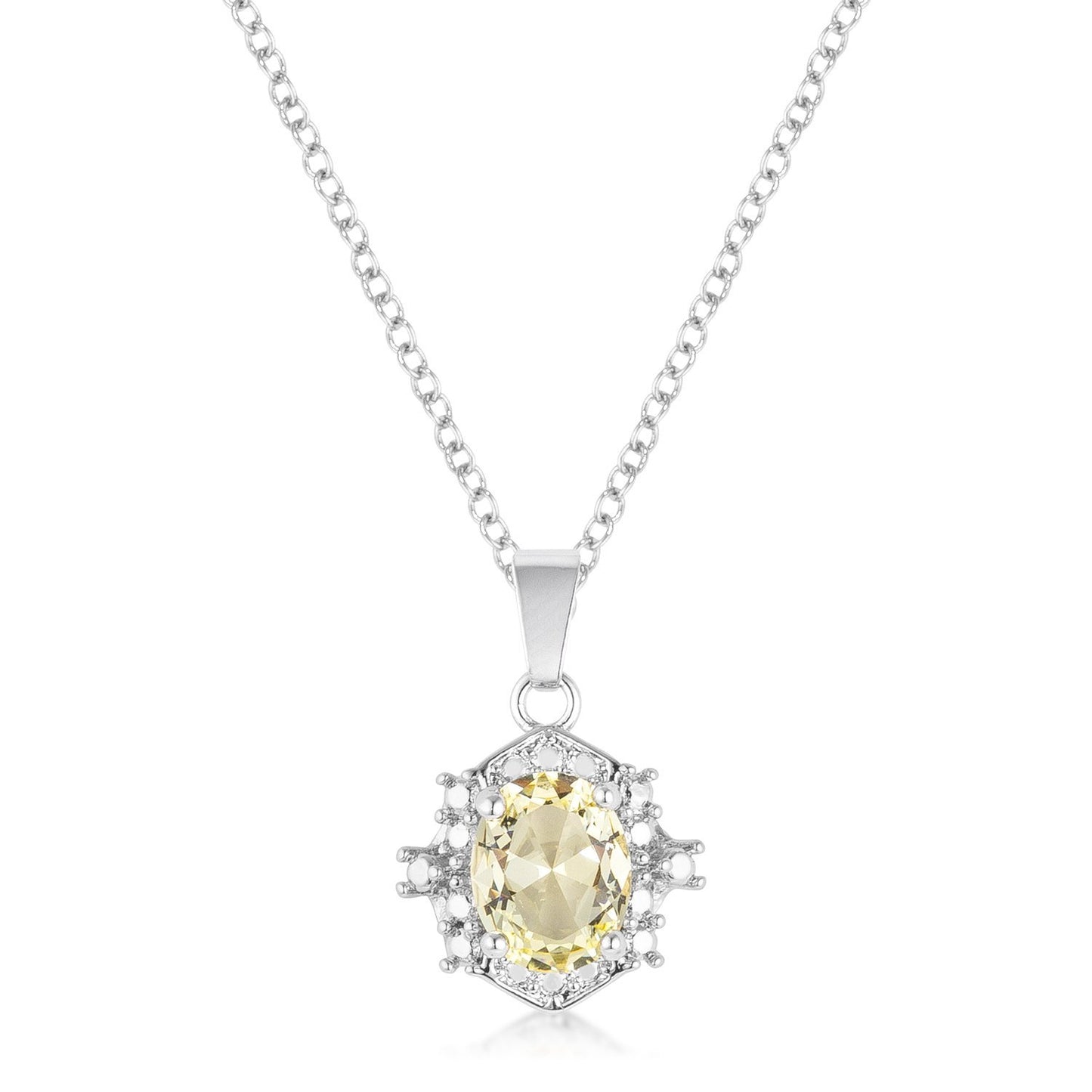 10mm Oval Cut Jonquil Cubic Zirconia Fashion Pendant