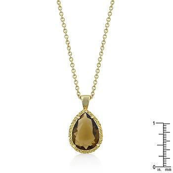 Yellow Cubic Zirconia Teardrop Pendant