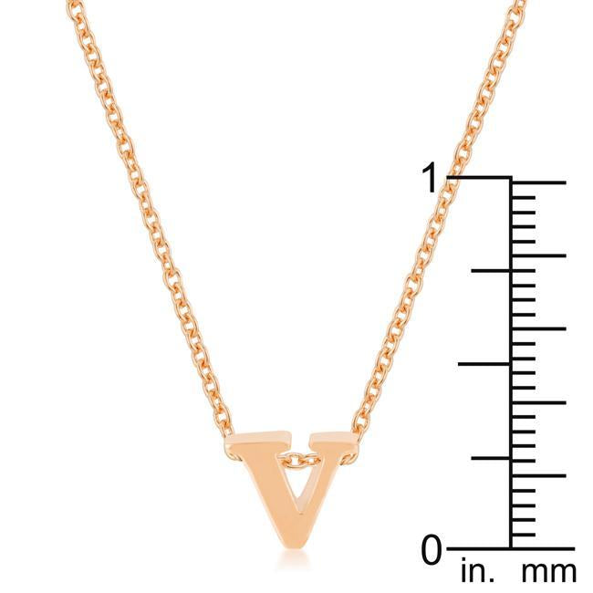 Rose Gold Finish Initial V Pendant