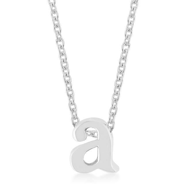 Rhodium Plated Finish Initial A Pendant