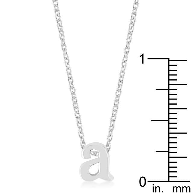 Rhodium Plated Finish Initial A Pendant