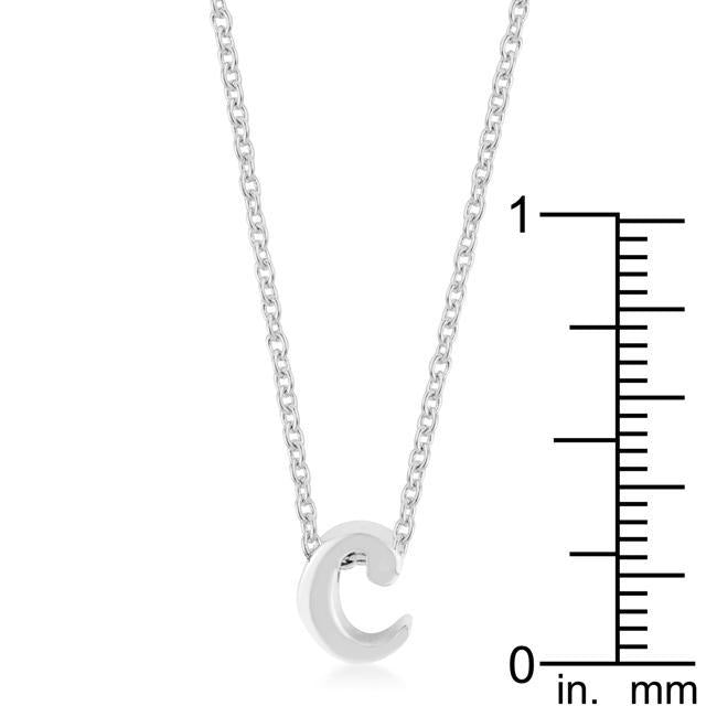 Rhodium Plated Finish Initial C Pendant