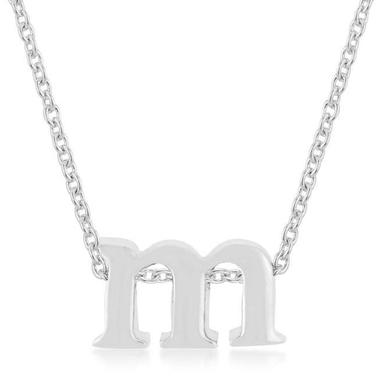 Rhodium Plated Finish Initial M Pendant