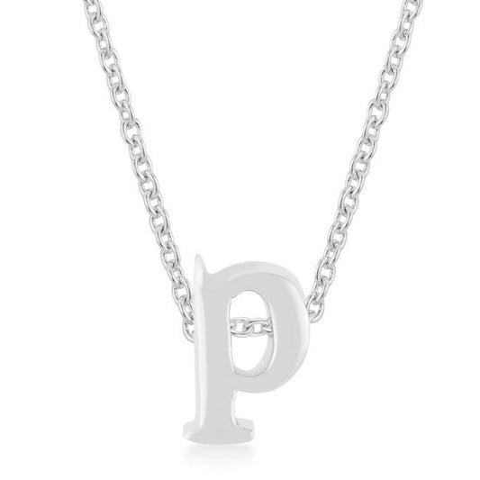 Rhodium Plated Finish Initial P Pendant