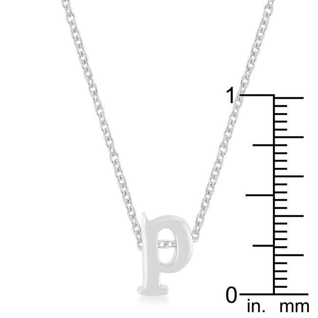 Rhodium Plated Finish Initial P Pendant