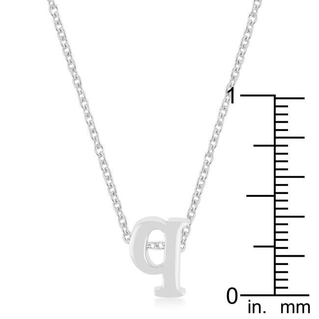 Rhodium Plated Finish Initial Q Pendant