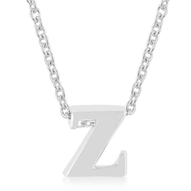 Rhodium Plated Finish Initial Z Pendant