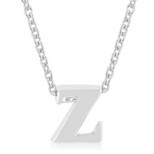 Rhodium Plated Finish Initial Z Pendant