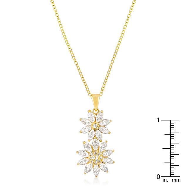 Goldtone Dual Floral Pendant