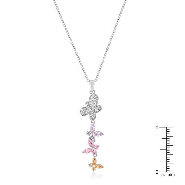 Rhodium Plated Multi-Butterfly Pendant