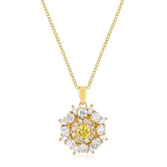 Goldtone CZ Circle Pendant