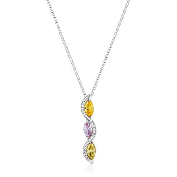 Rhodium Plated Marquise Teardrop Pendant