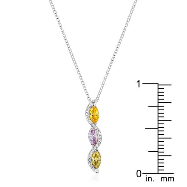 Rhodium Plated Marquise Teardrop Pendant