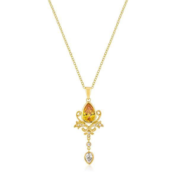 Golden Elegant Teardrop Crest Pendant