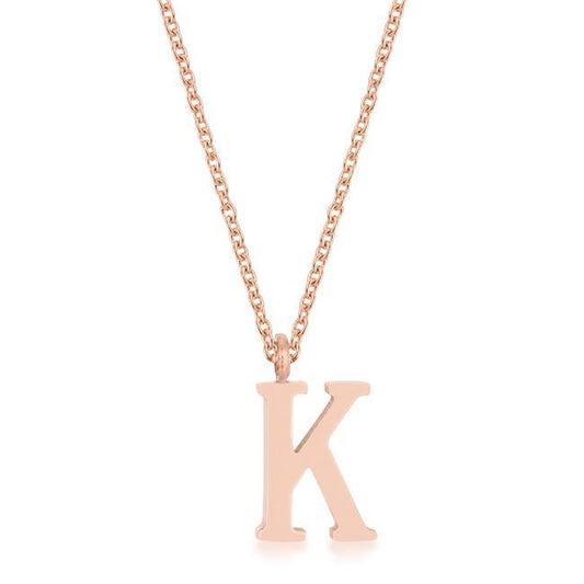 Elaina Rose Gold Stainless Steel K Initial Necklace