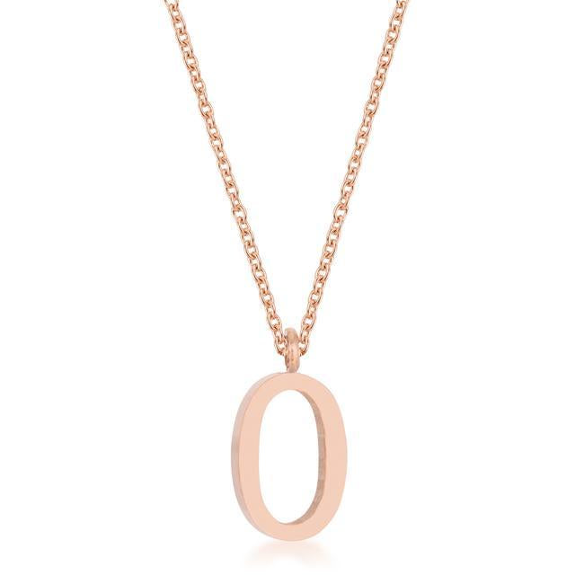 Elaina Rose Gold Stainless Steel O Initial Necklace