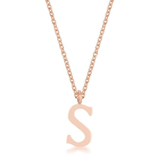 Elaina Rose Gold Stainless Steel S Initial Necklace