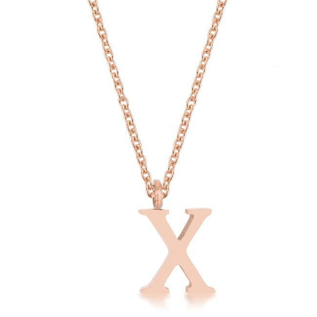 Elaina Rose Gold Stainless Steel X Initial Necklace