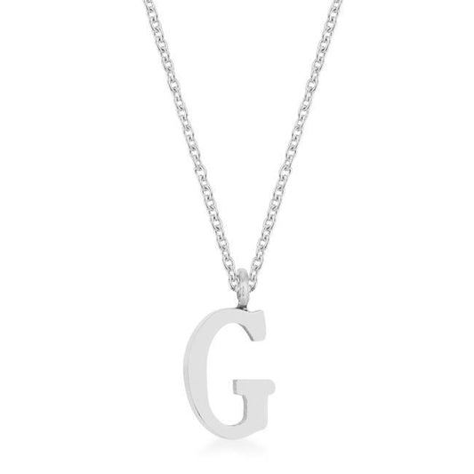 Elaina Rhodium Stainless Steel G Initial Necklace