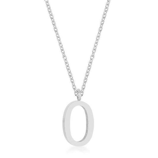 Elaina Rhodium Stainless Steel O Initial Necklace