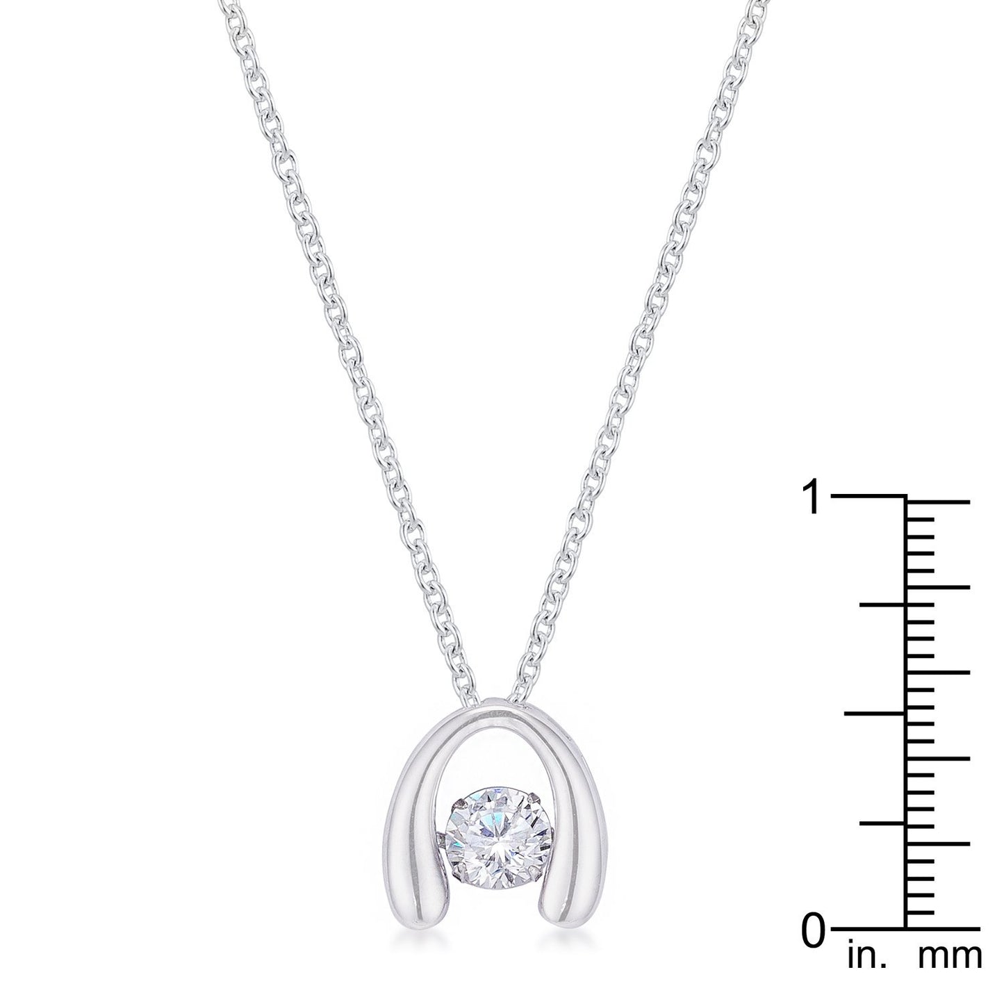 .85Ct Rhodium Plated Contemporary Horseshoe Dancing CZ Pendant